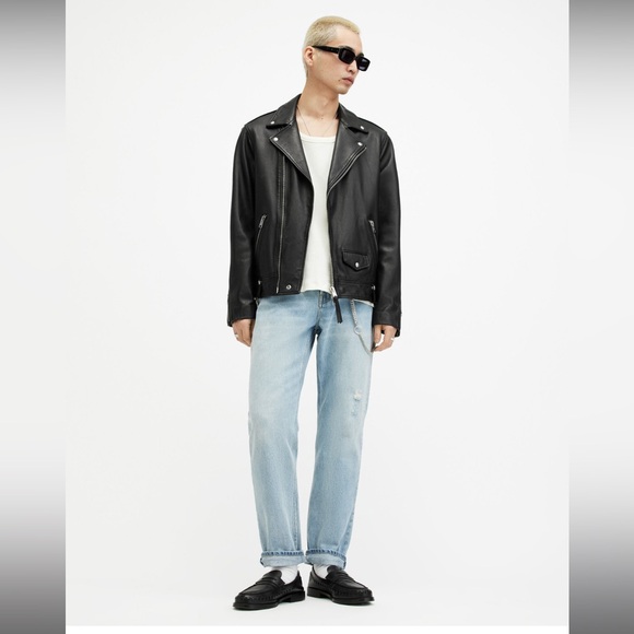 ALLSAINTS Milo Leather Biker Jacket in Black Size S - Picture 11 of 16
